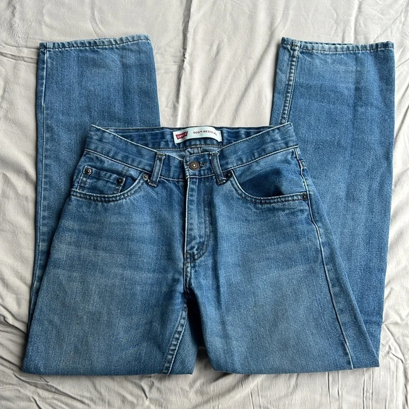 Levi’s Boys Blue Denim 505 Regular Straight Leg Adjustable‎ Waist Jeans 12 Slim - Picture 3 of 10